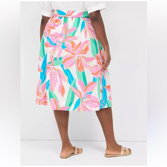 Lane Bryant White Floral MIDI Elastic Skirt Pockets Women’s 18/20 NWOT - Picture 3 of 9